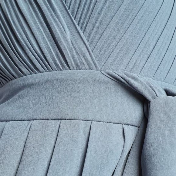 Lulus Easy Elegance Dusty Blue Pleated Strapless Maxi Dress - Picture 3 of 7